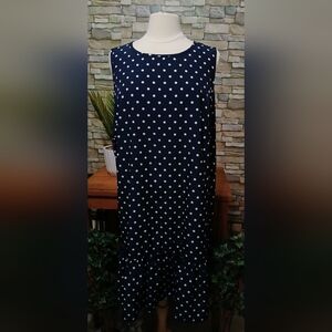 SHEIN Curve‎ 3X Navy Polka Dot Sleeveless Dress Whimsigoth